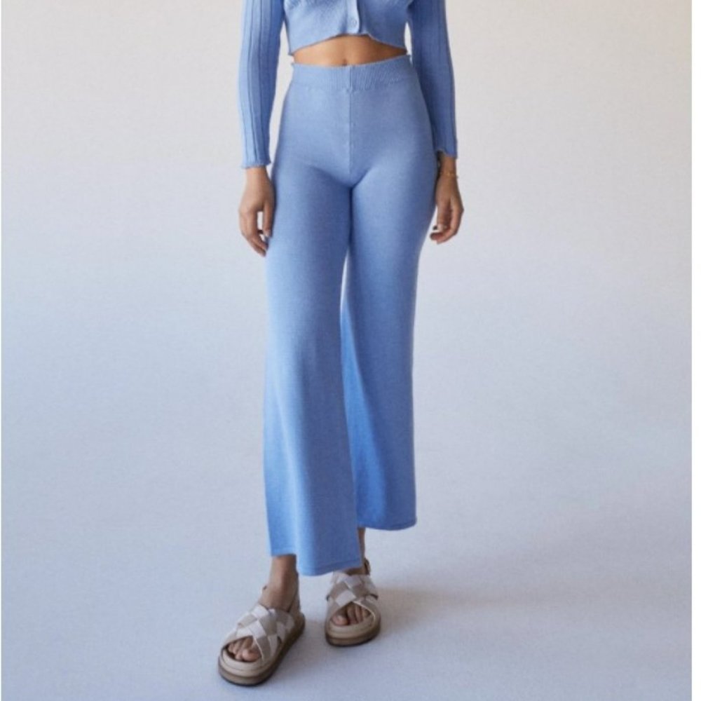 ALOHAS Easy Wide Knit Pants - Cornflower Blue (M)